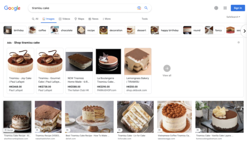 Beatiful tiramisu cakes results shown on Google Image